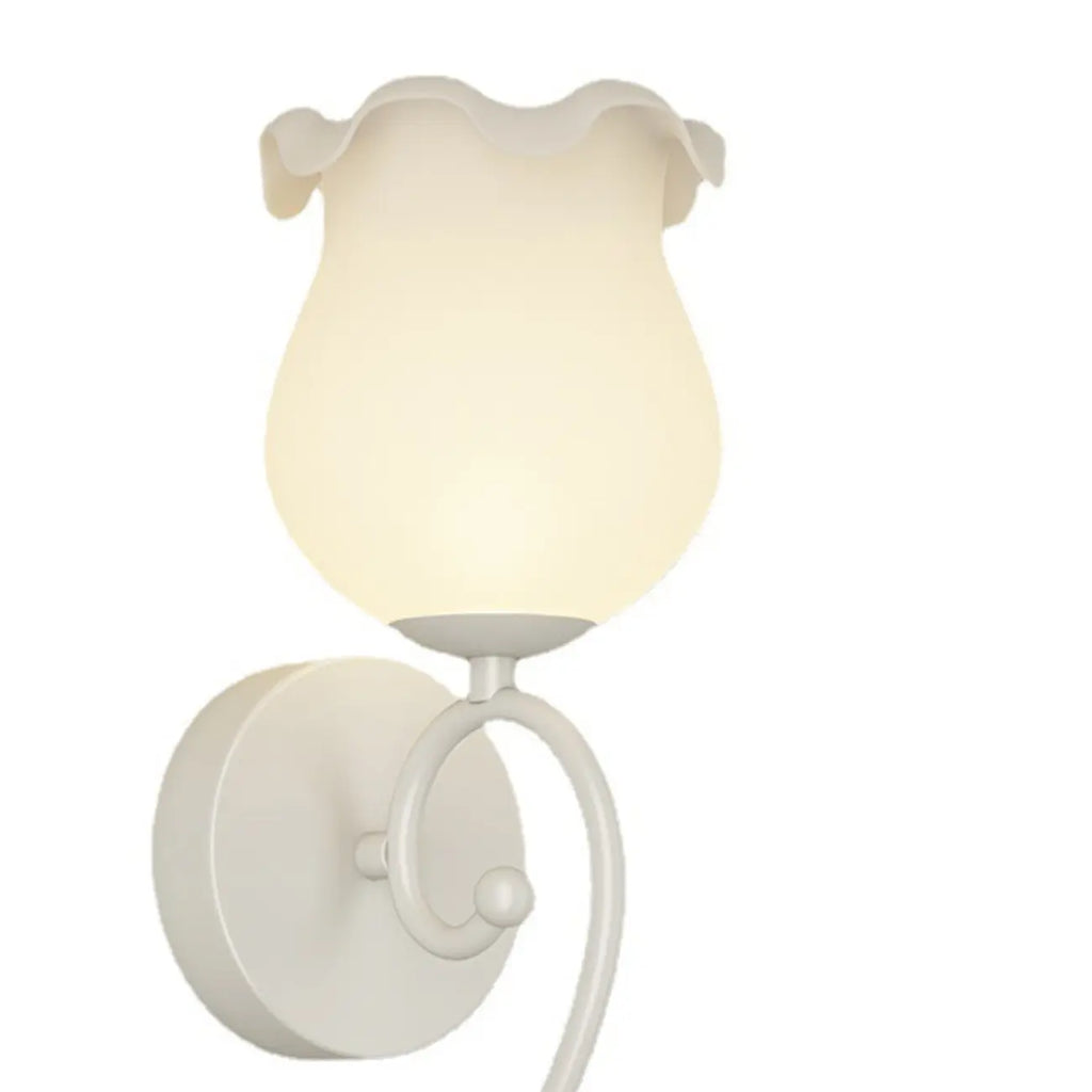 Romantic White Glass Floral Wall Sconce