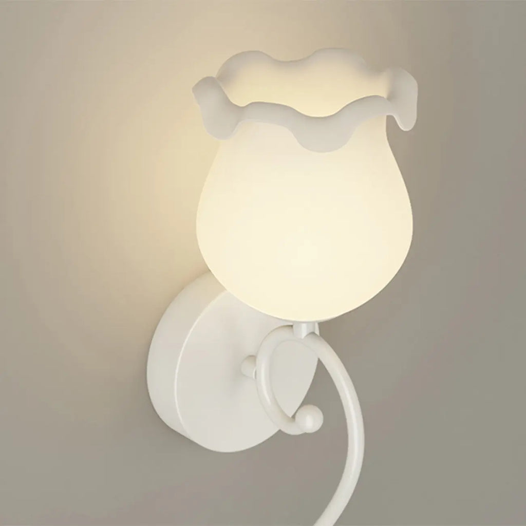 Romantic White Glass Floral Wall Sconce