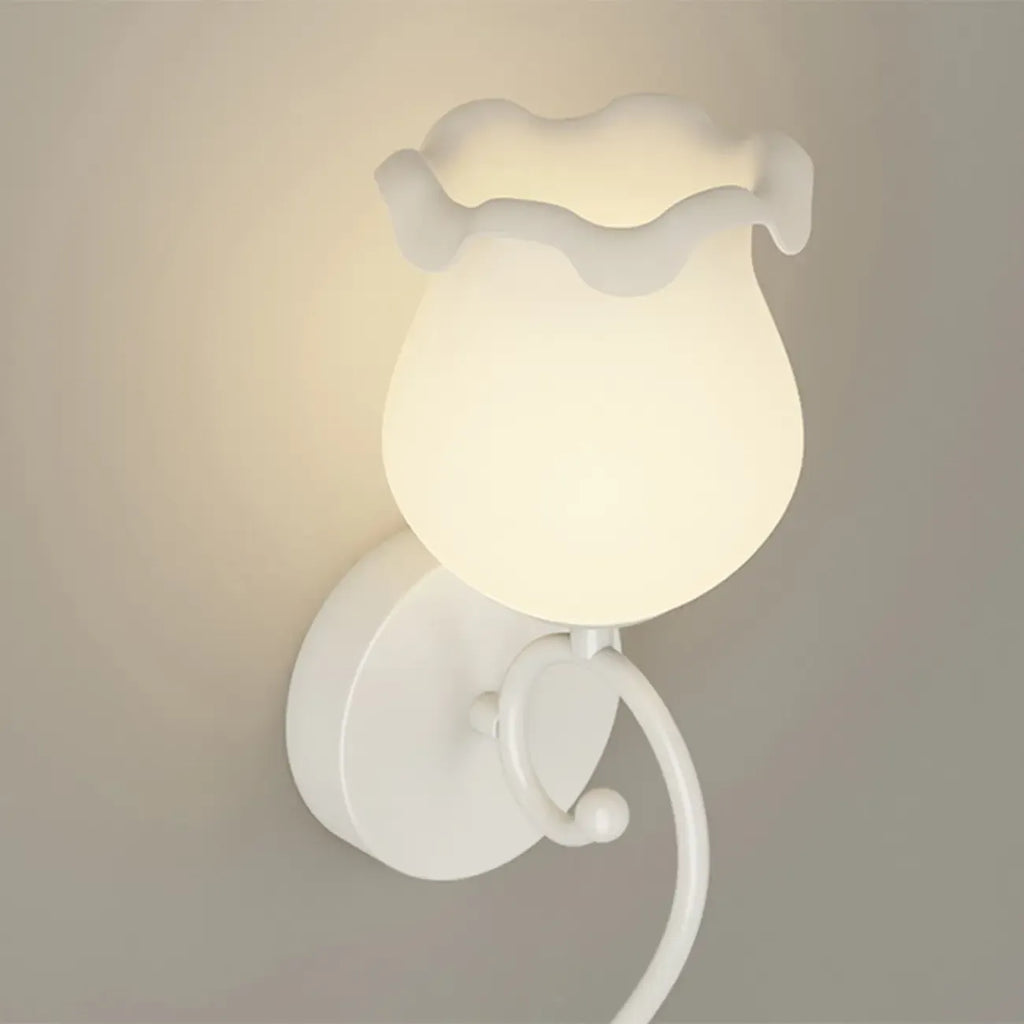 Romantic White Glass Floral Wall Sconce