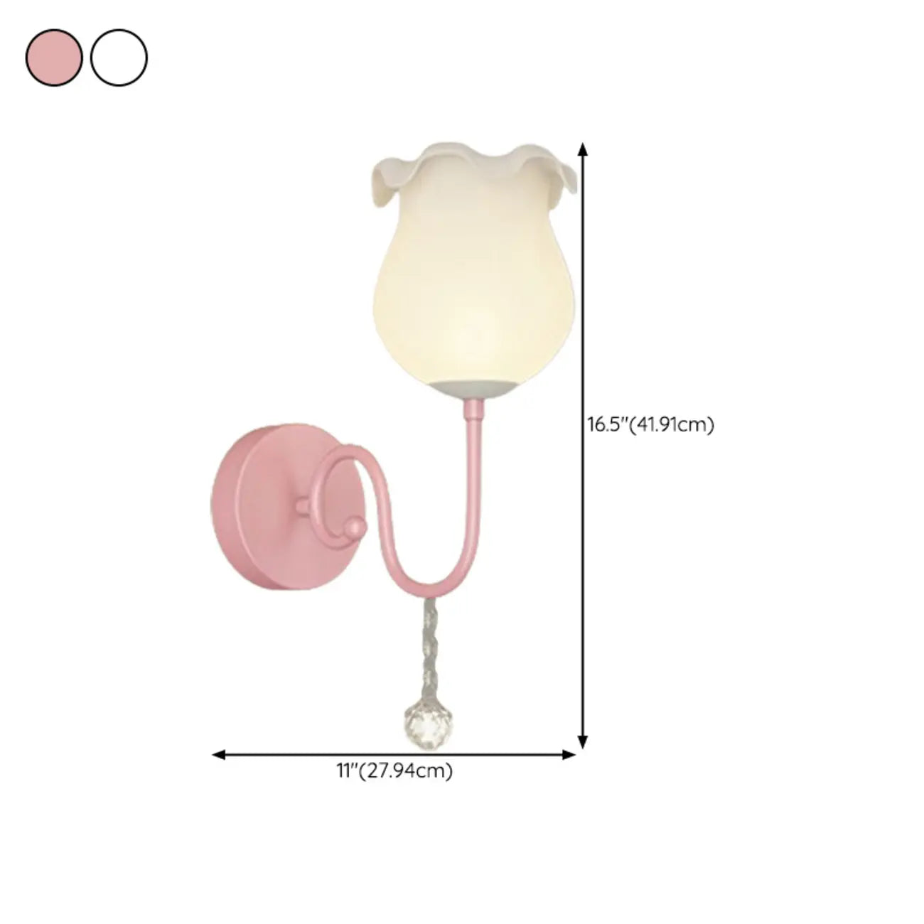 Romantic White Glass Floral Wall Sconce