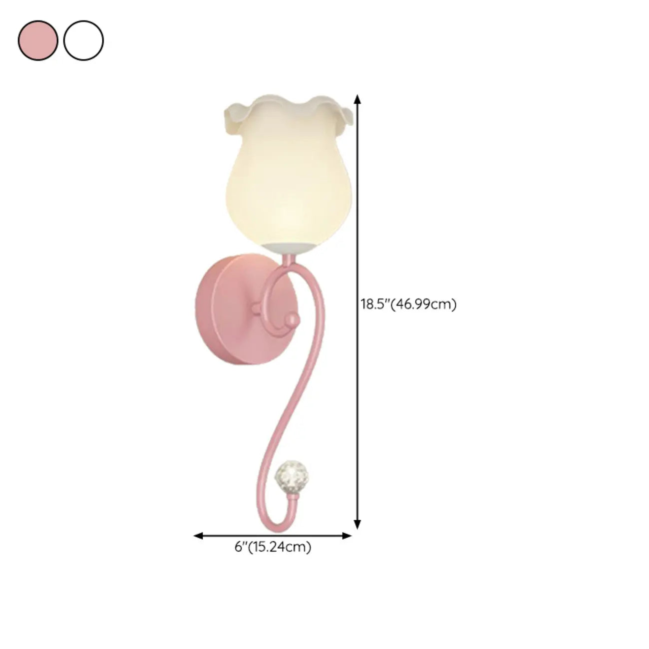 Romantic White Glass Floral Wall Sconce