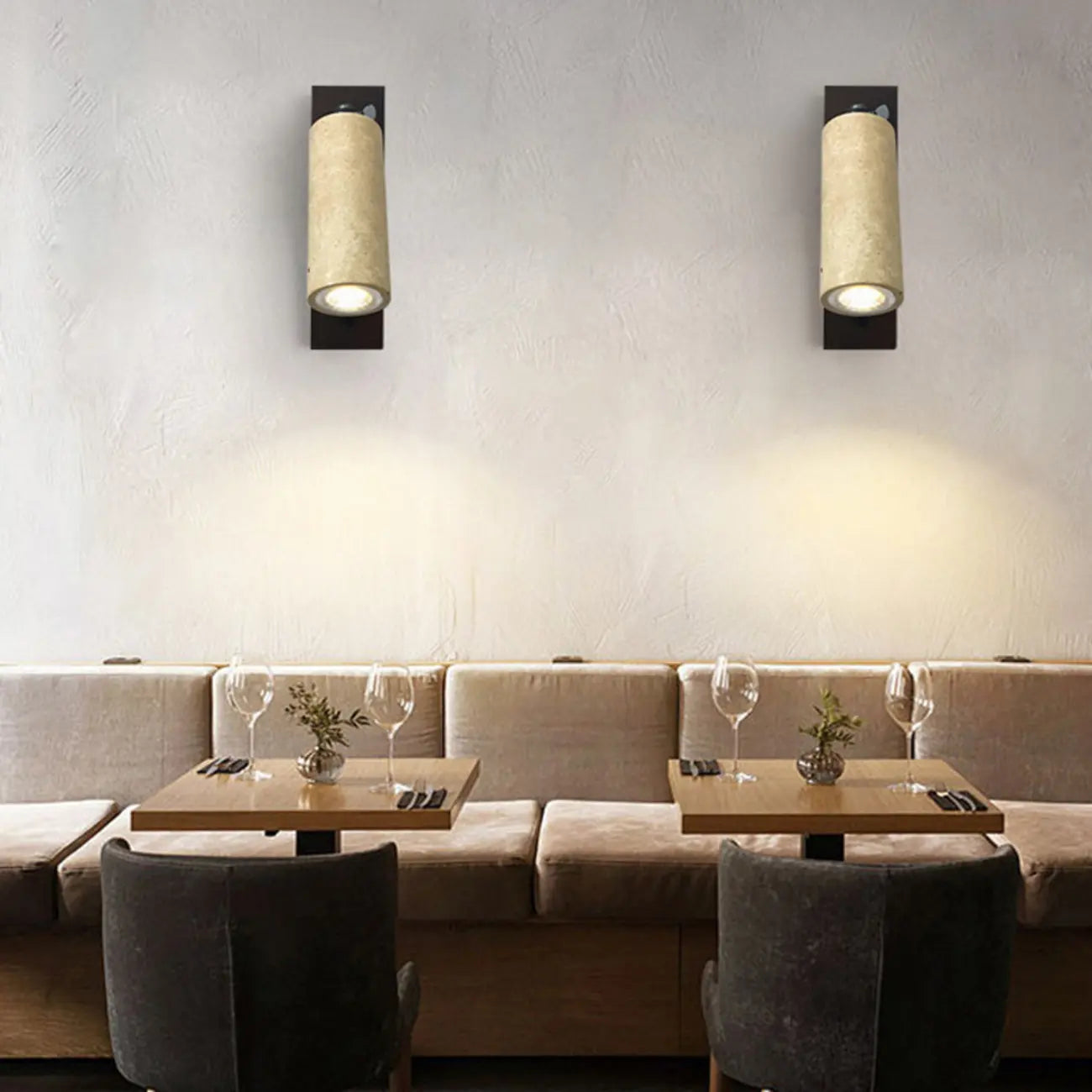 Minimalist Beige Stone Geometric Adjustable Wall Sconce