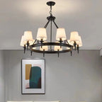 America Country Ring Fabric Lampshade Black Chandelier