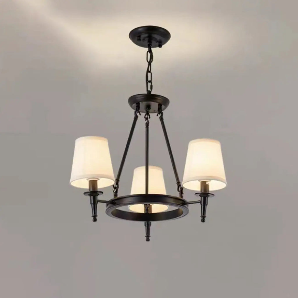 America Country Ring Fabric Lampshade Black Chandelier