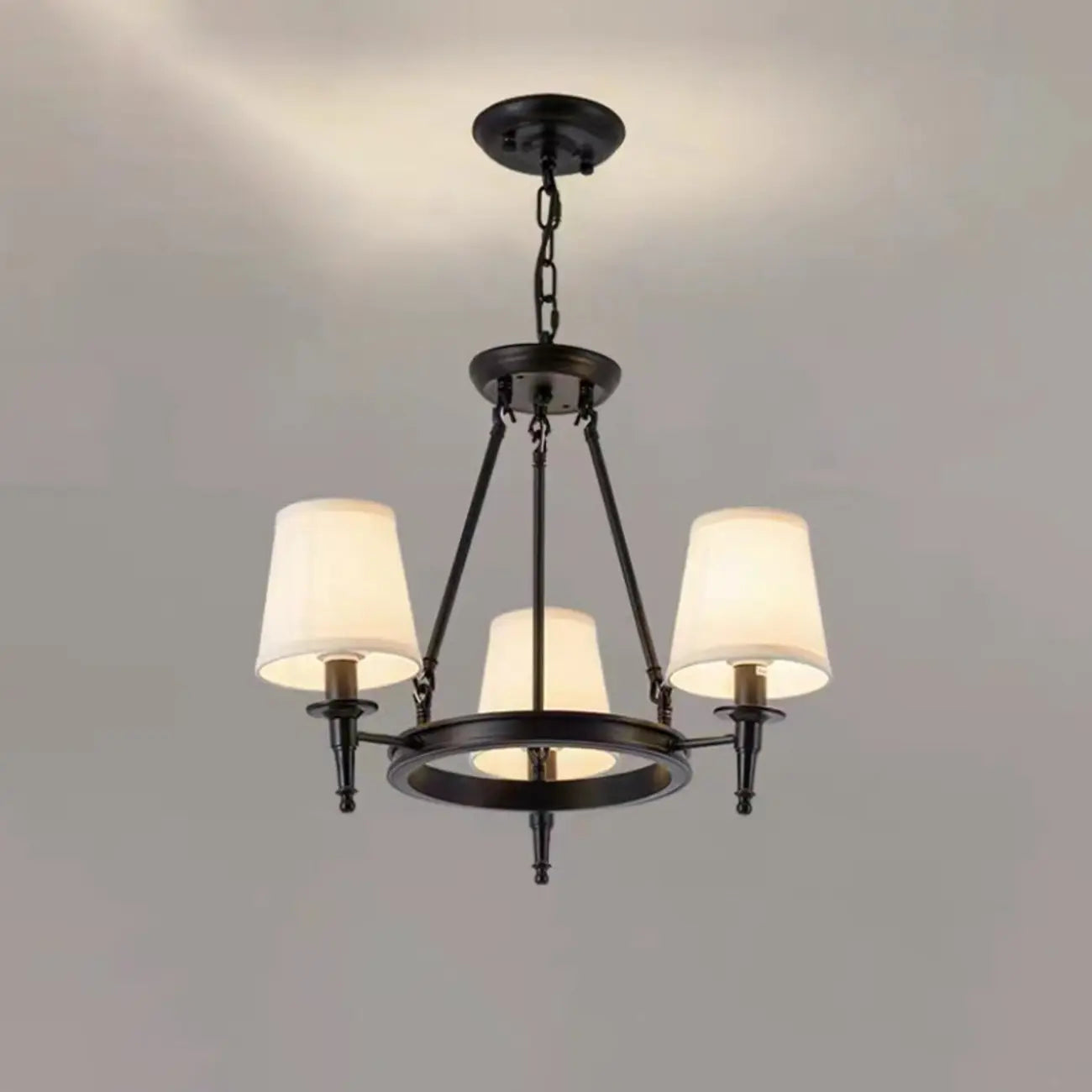 America Country Ring Fabric Lampshade Black Chandelier