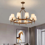 America Country Ring Fabric Lampshade Black Chandelier