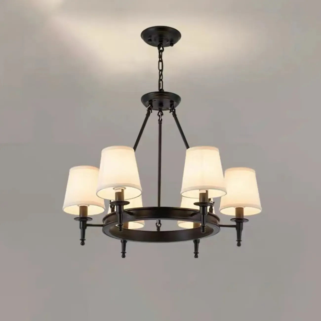America Country Ring Fabric Lampshade Black Chandelier