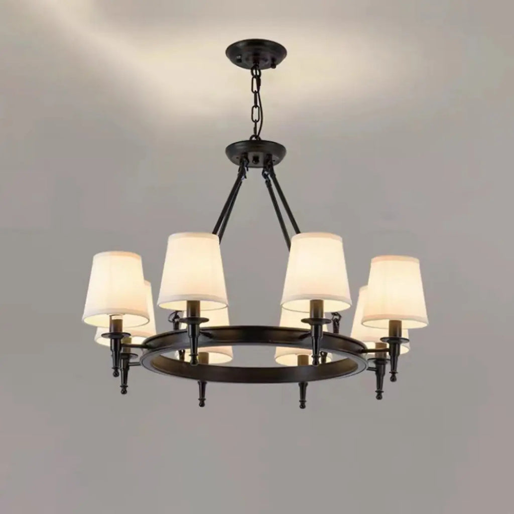 America Country Ring Fabric Lampshade Black Chandelier