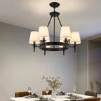 America Country Ring Fabric Lampshade Black Chandelier