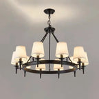 America Country Ring Fabric Lampshade Black Chandelier