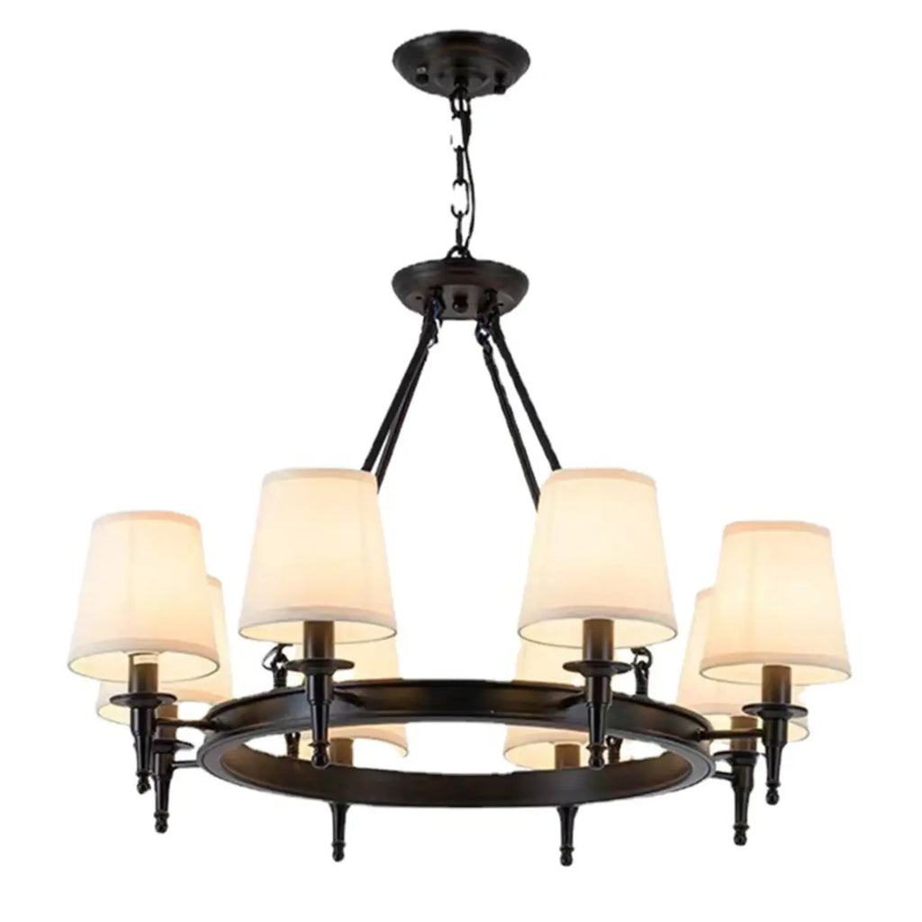 America Country Ring Fabric Lampshade Black Chandelier