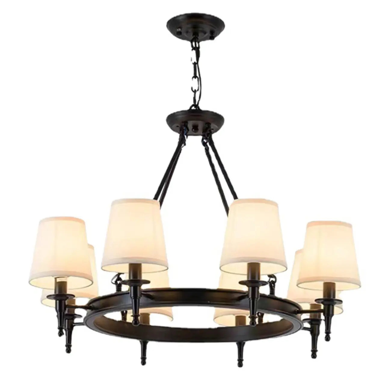 America Country Ring Fabric Lampshade Black Chandelier