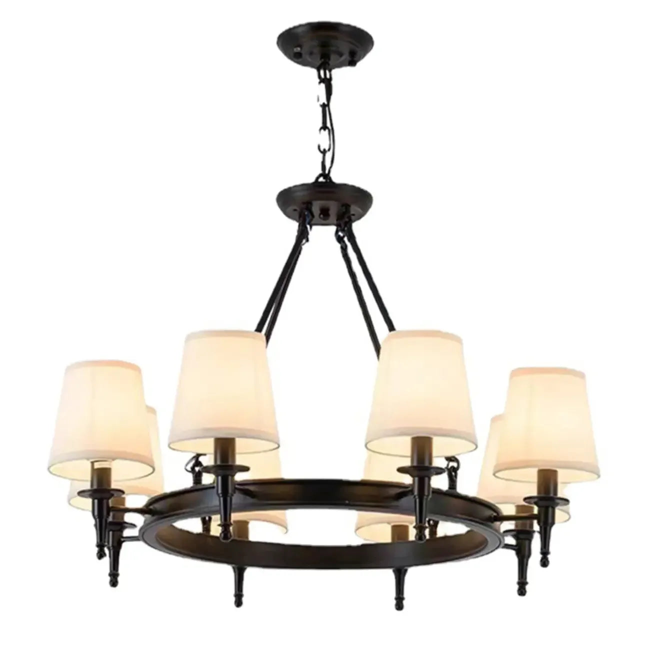 America Country Ring Fabric Lampshade Black Chandelier