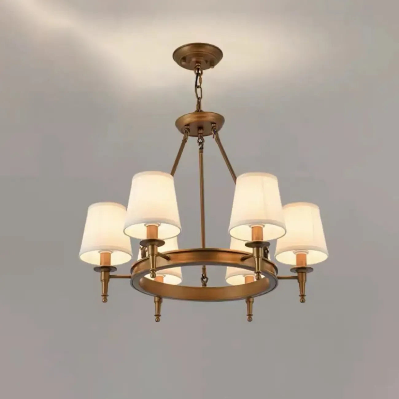 America Country Ring Fabric Lampshade Black Chandelier