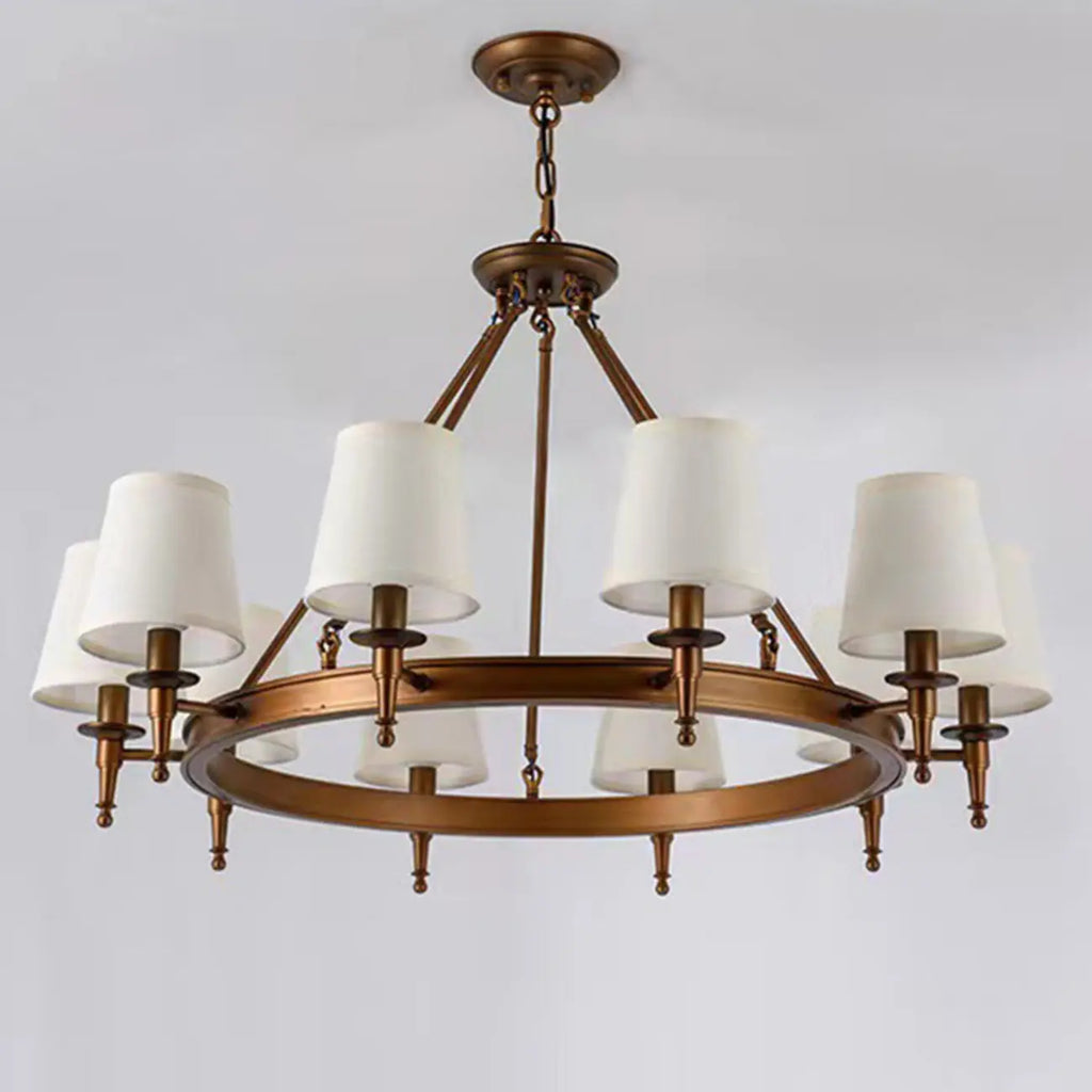 America Country Ring Fabric Lampshade Black Chandelier