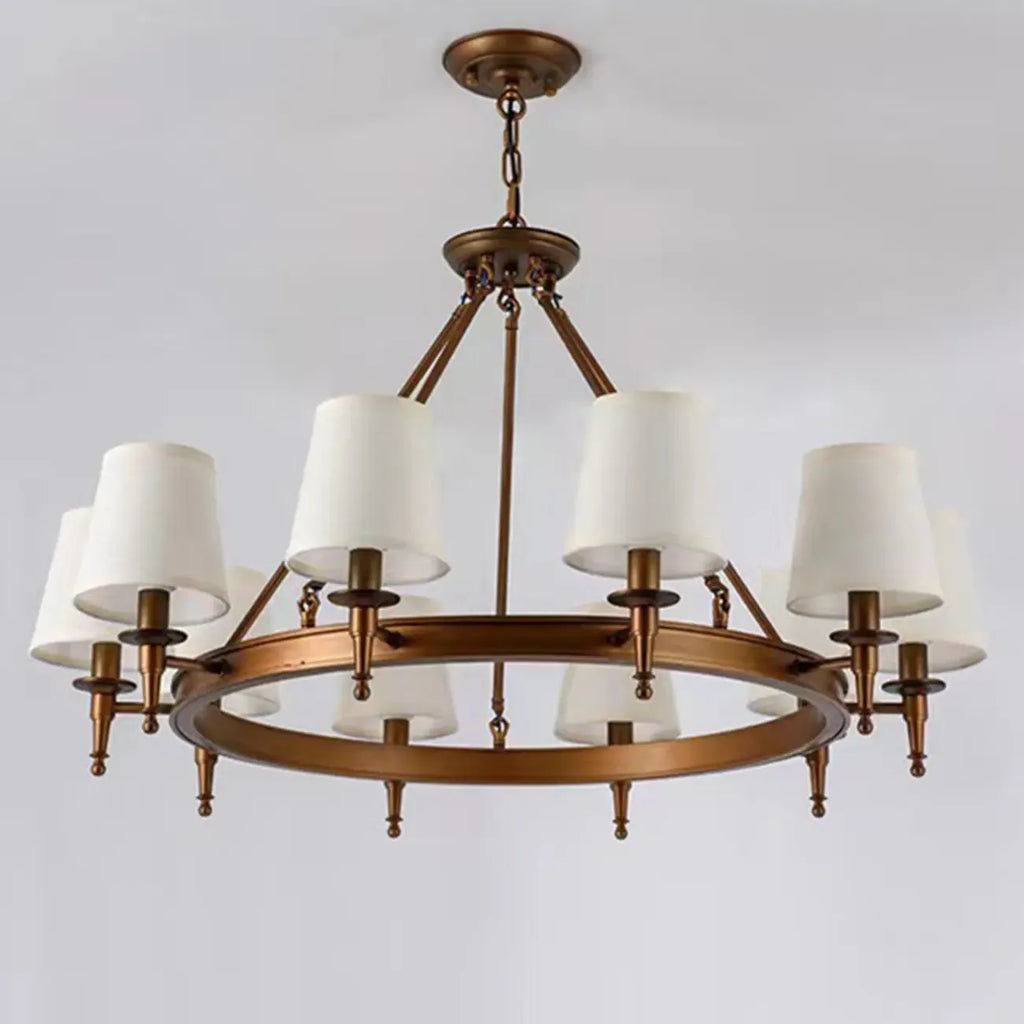 America Country Ring Fabric Lampshade Black Chandelier