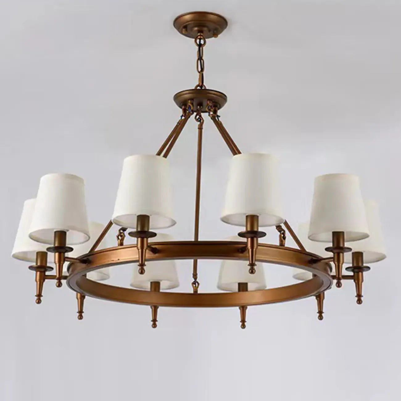 America Country Ring Fabric Lampshade Black Chandelier