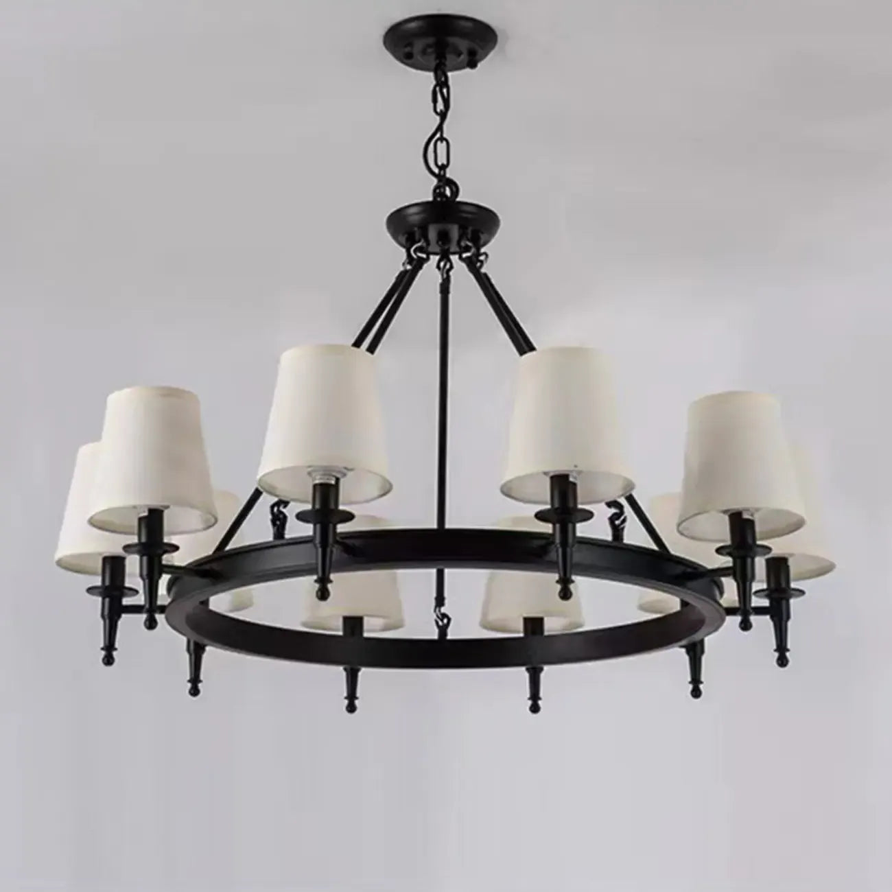 America Country Ring Fabric Lampshade Black Chandelier