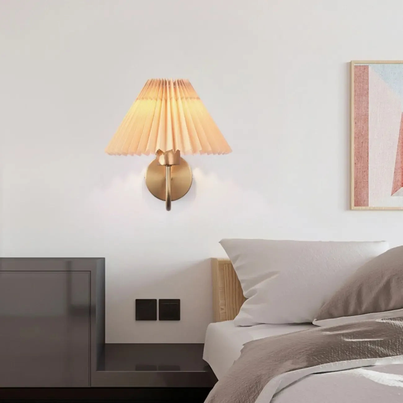 Classic Fabric Pleated Cone Shade Wall Sconce