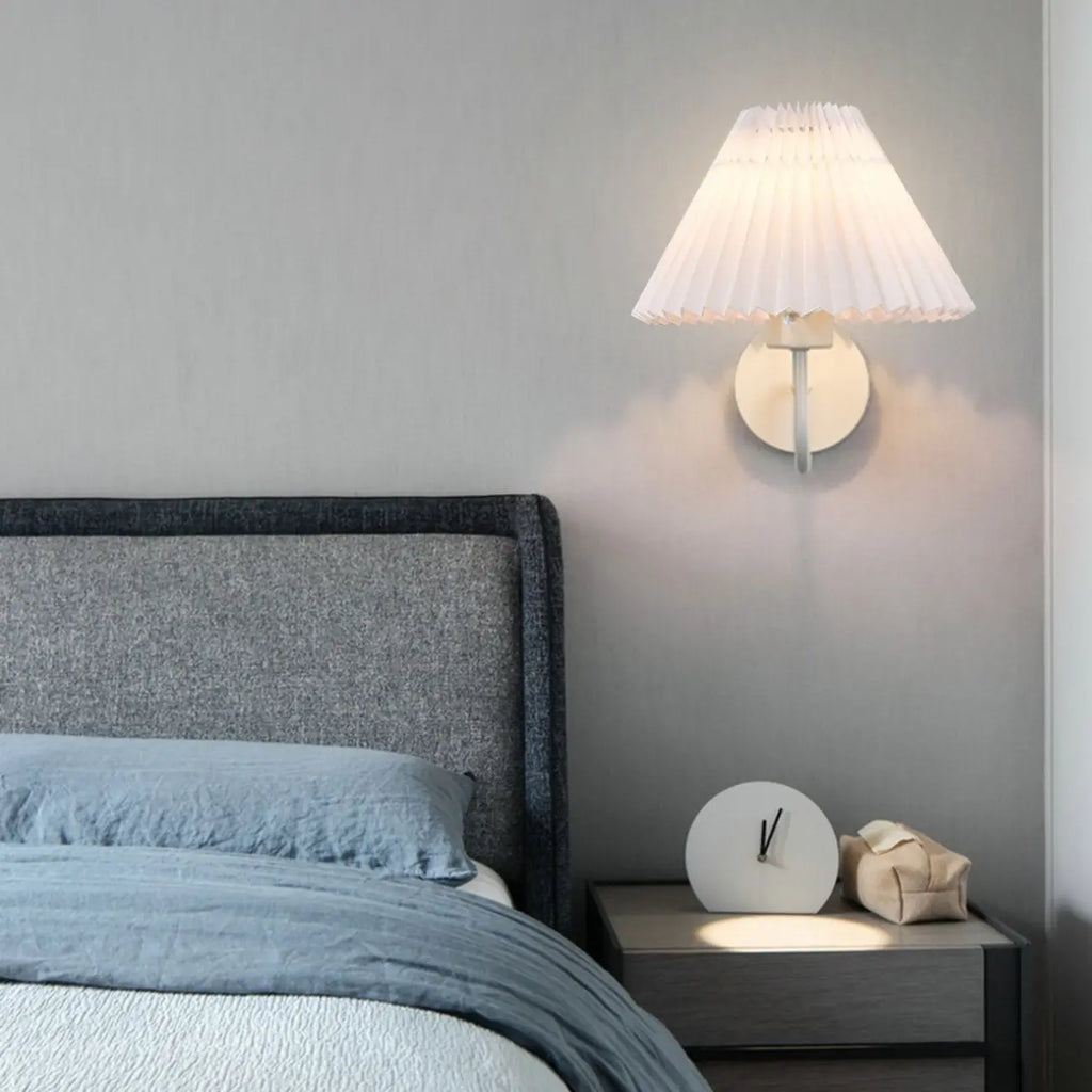 Classic Fabric Pleated Cone Shade Wall Sconce