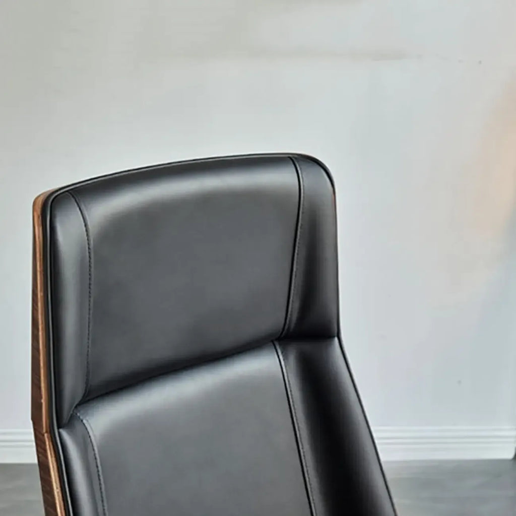High-Back Black Leather Adjustable Swivel Office Chair