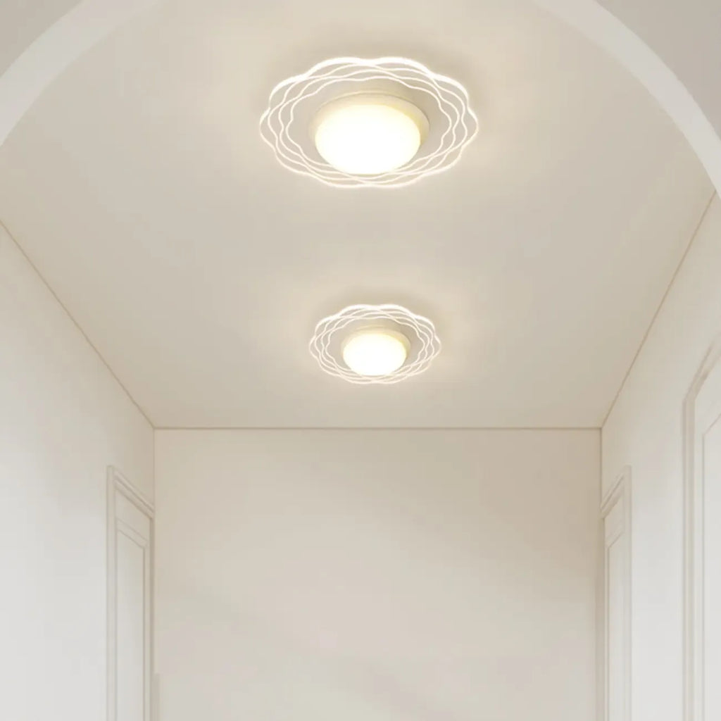 Mini White Artistic Flower Shade Flush Ceiling Light Dimmable