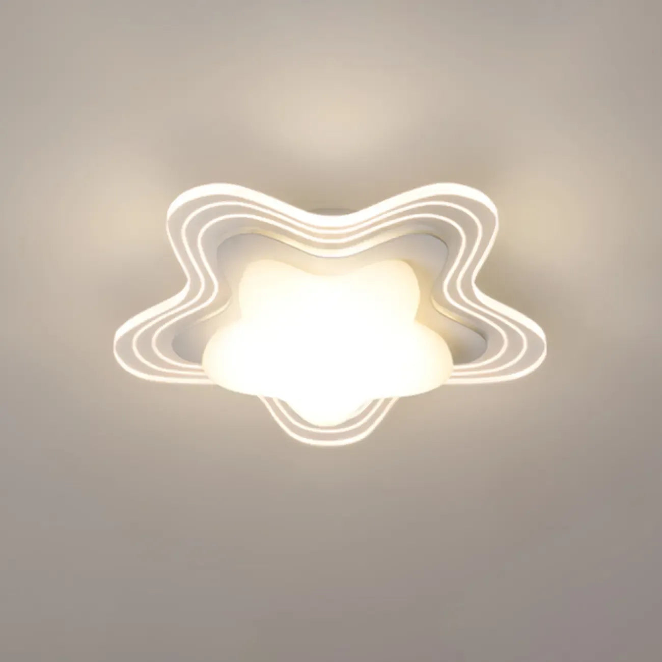 Mini White Artistic Flower Shade Flush Ceiling Light Dimmable
