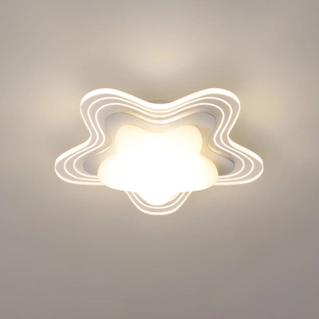 Mini White Artistic Flower Shade Flush Ceiling Light Dimmable