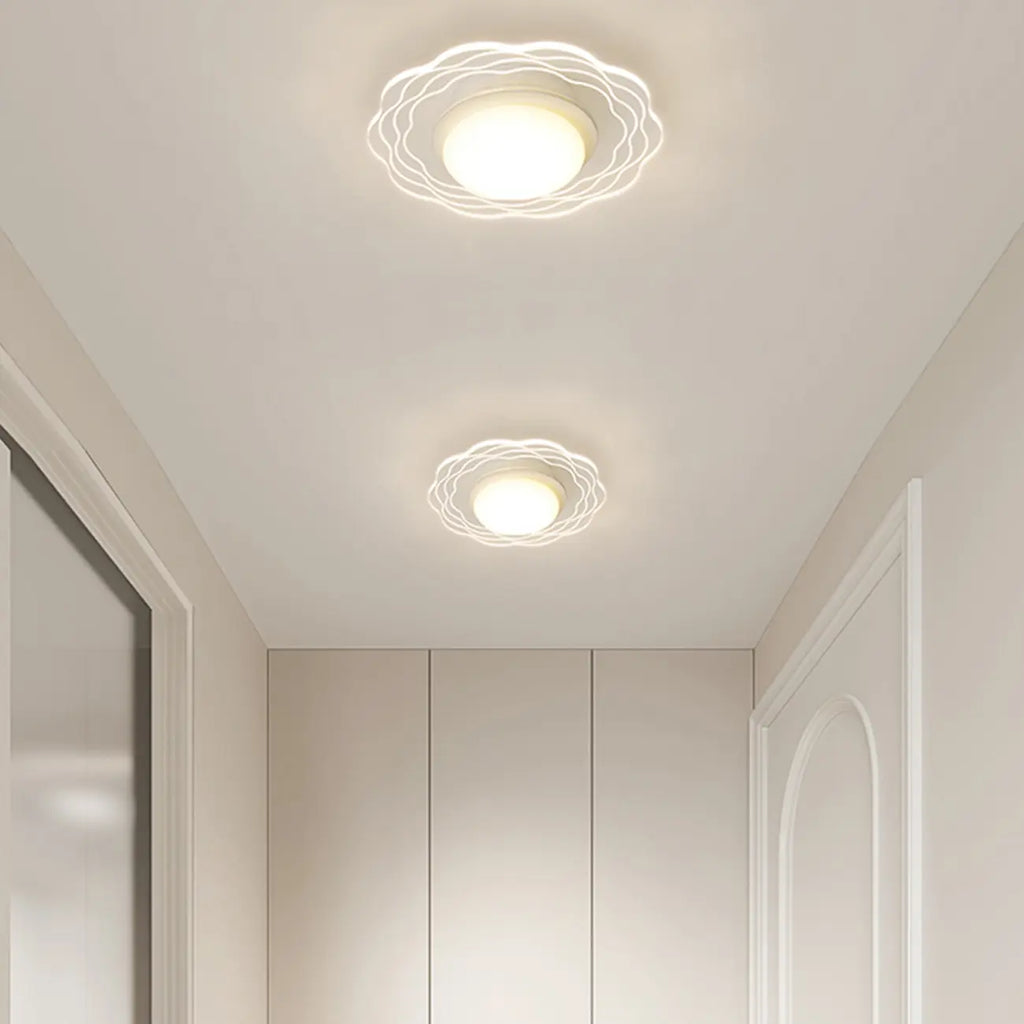 Mini White Artistic Flower Shade Flush Ceiling Light Dimmable