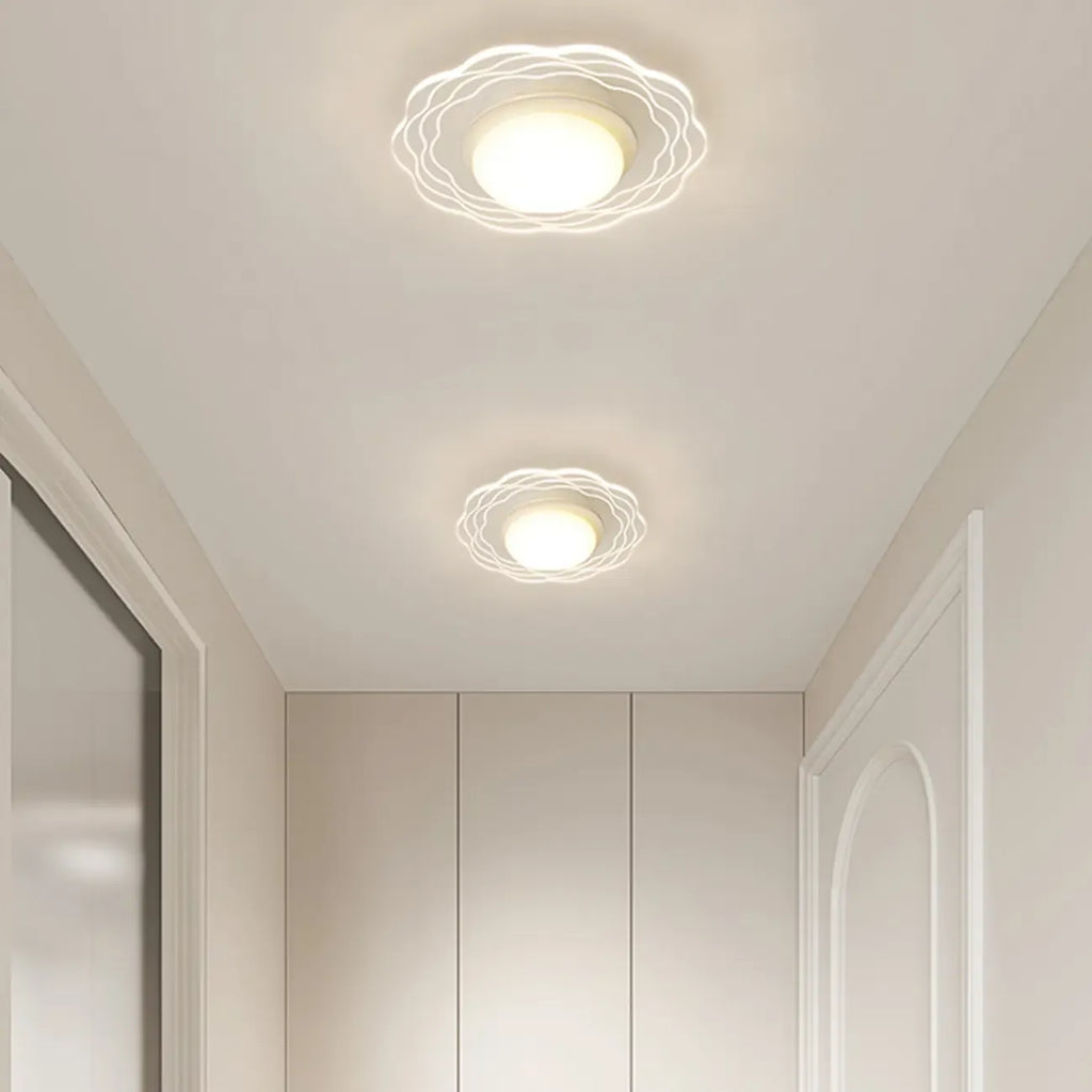 Mini White Artistic Flower Shade Flush Ceiling Light Dimmable
