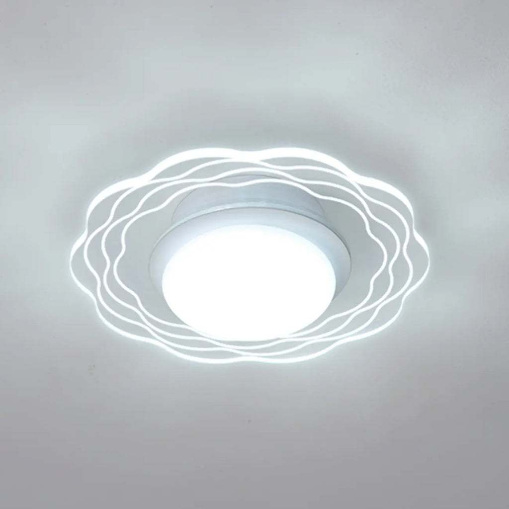 Mini White Artistic Flower Shade Flush Ceiling Light Dimmable