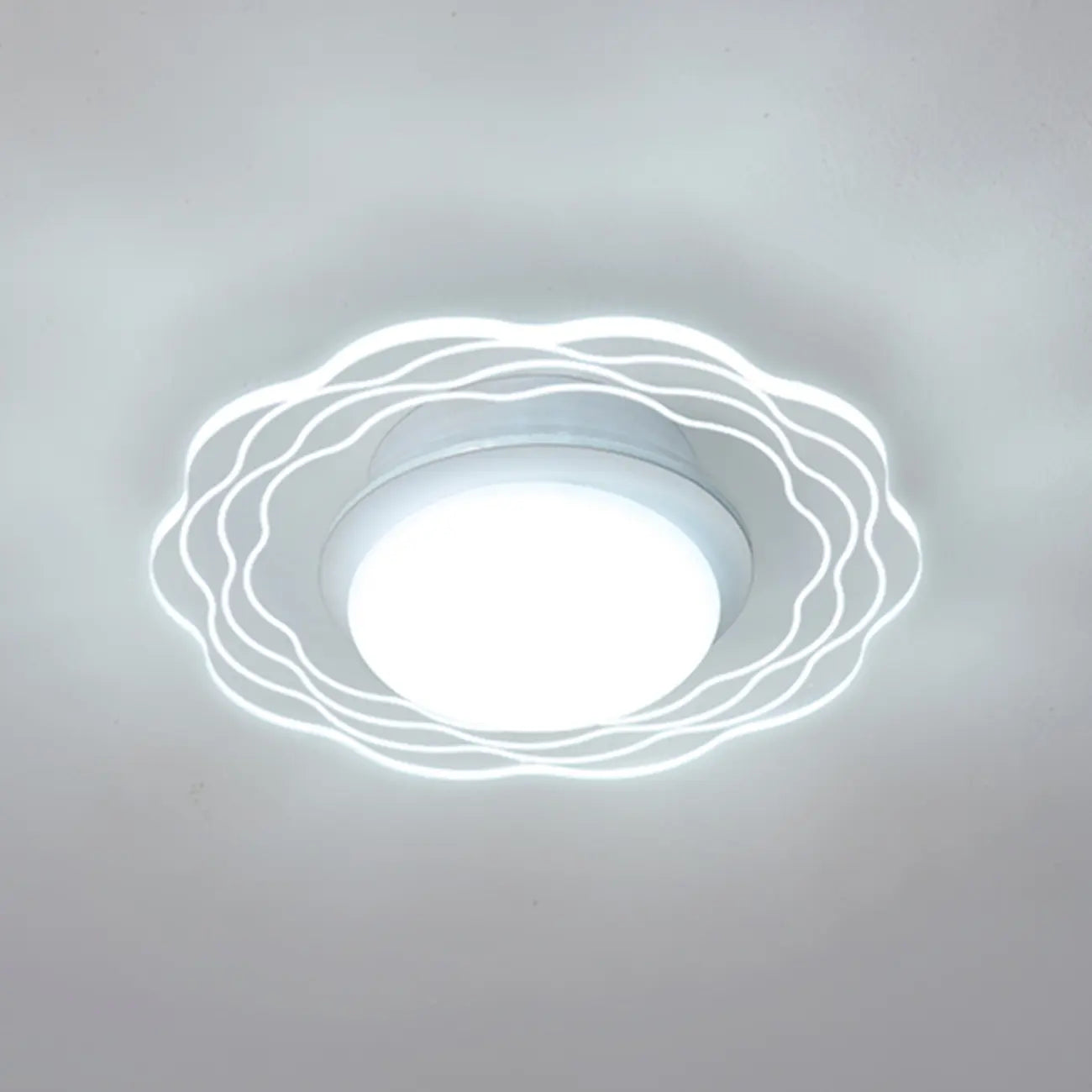 Mini White Artistic Flower Shade Flush Ceiling Light Dimmable