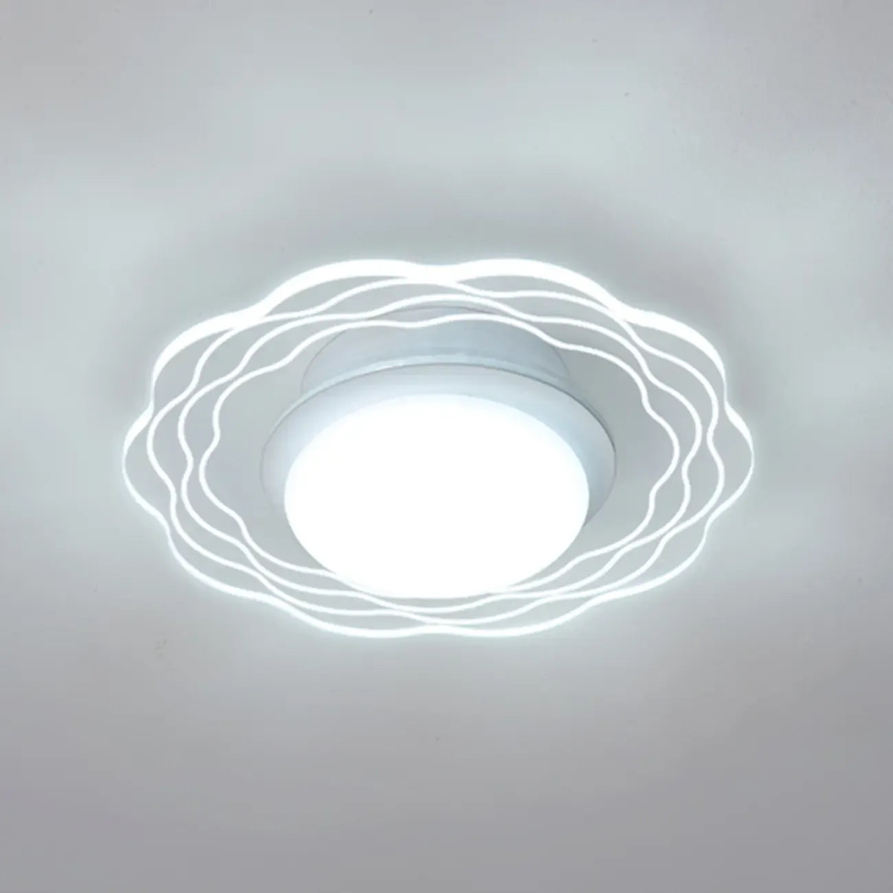 Mini White Artistic Flower Shade Flush Ceiling Light Dimmable
