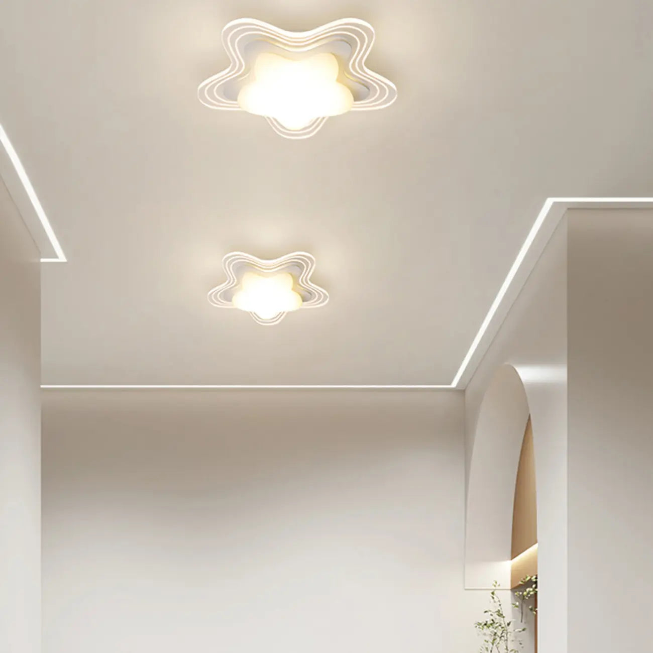 Mini White Artistic Flower Shade Flush Ceiling Light Dimmable