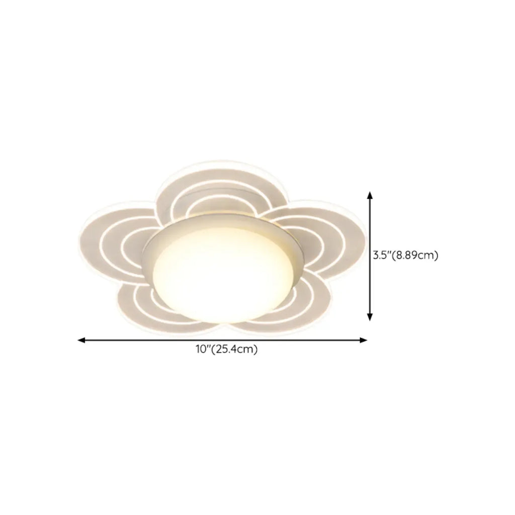 Mini White Artistic Flower Shade Flush Ceiling Light Dimmable