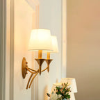 Vintage Brass Fabric Shade Wall Sconce