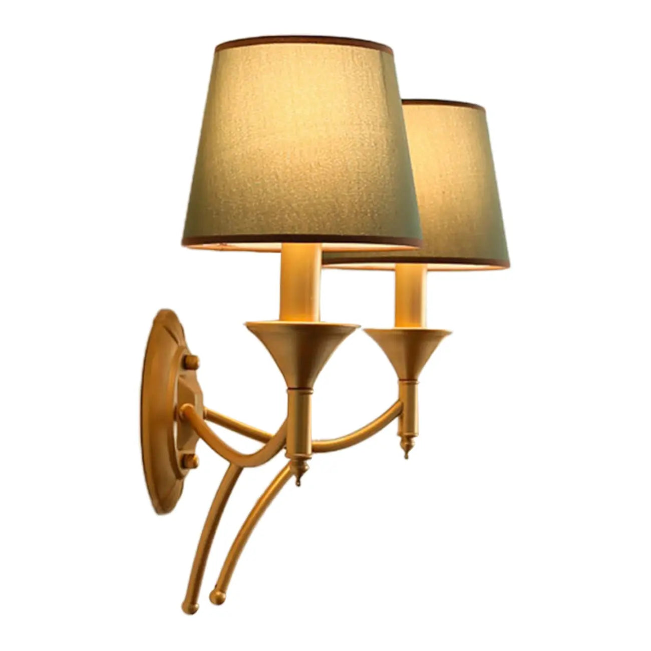 Vintage Brass Fabric Shade Wall Sconce