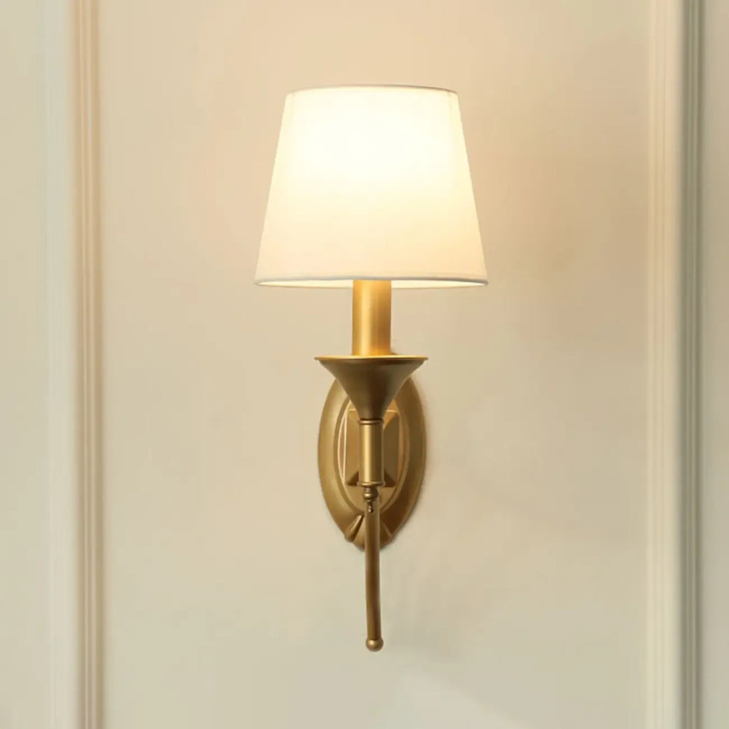 Vintage Brass Fabric Shade Wall Sconce