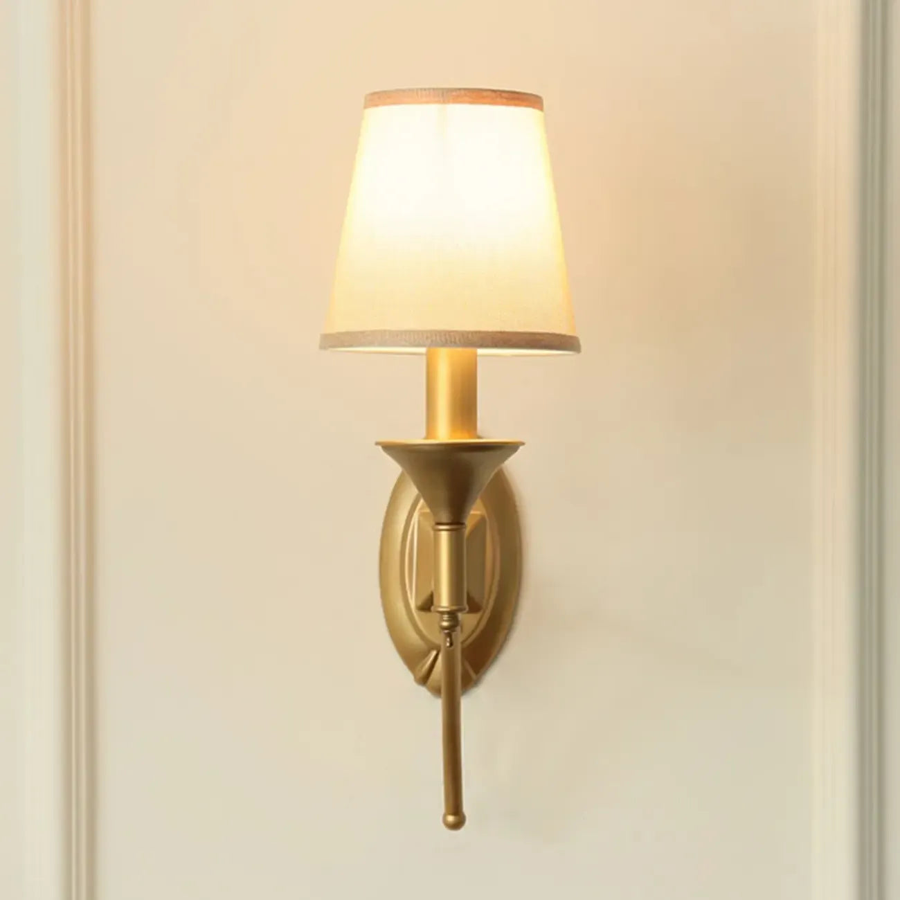 Vintage Brass Fabric Shade Wall Sconce