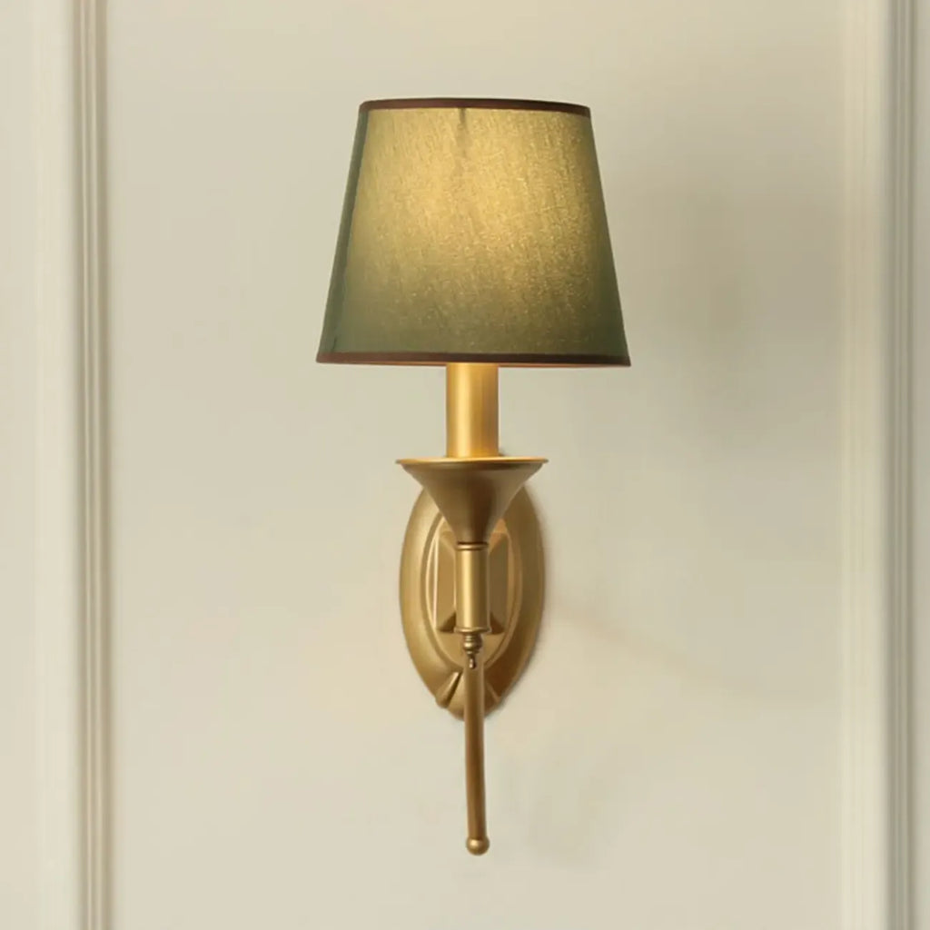 Vintage Brass Fabric Shade Wall Sconce