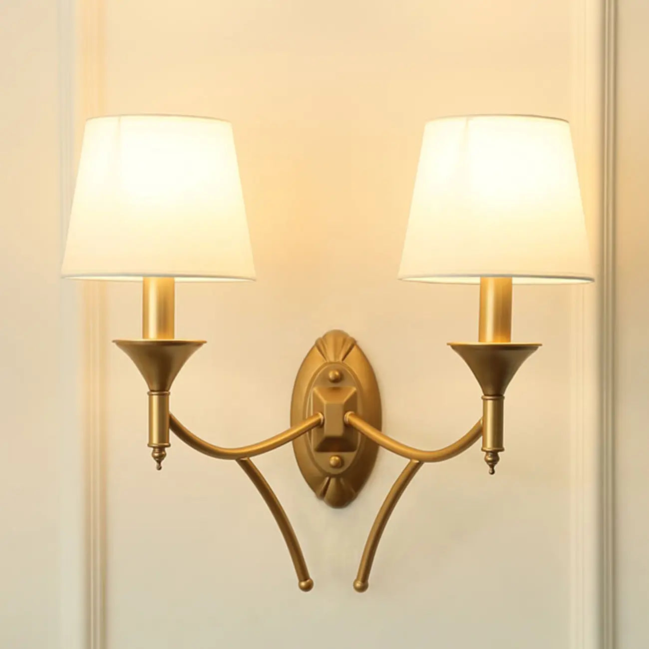 Vintage Brass Fabric Shade Wall Sconce