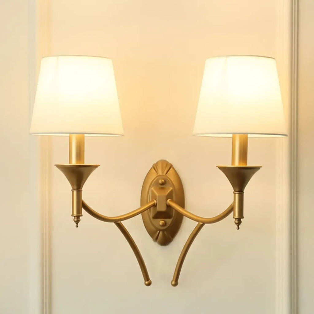 Vintage Brass Fabric Shade Wall Sconce