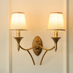 Vintage Brass Fabric Shade Wall Sconce
