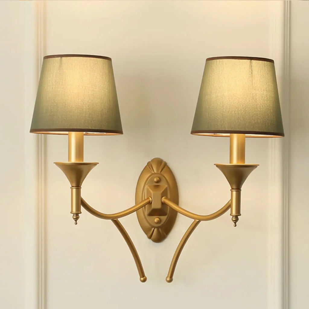 Vintage Brass Fabric Shade Wall Sconce