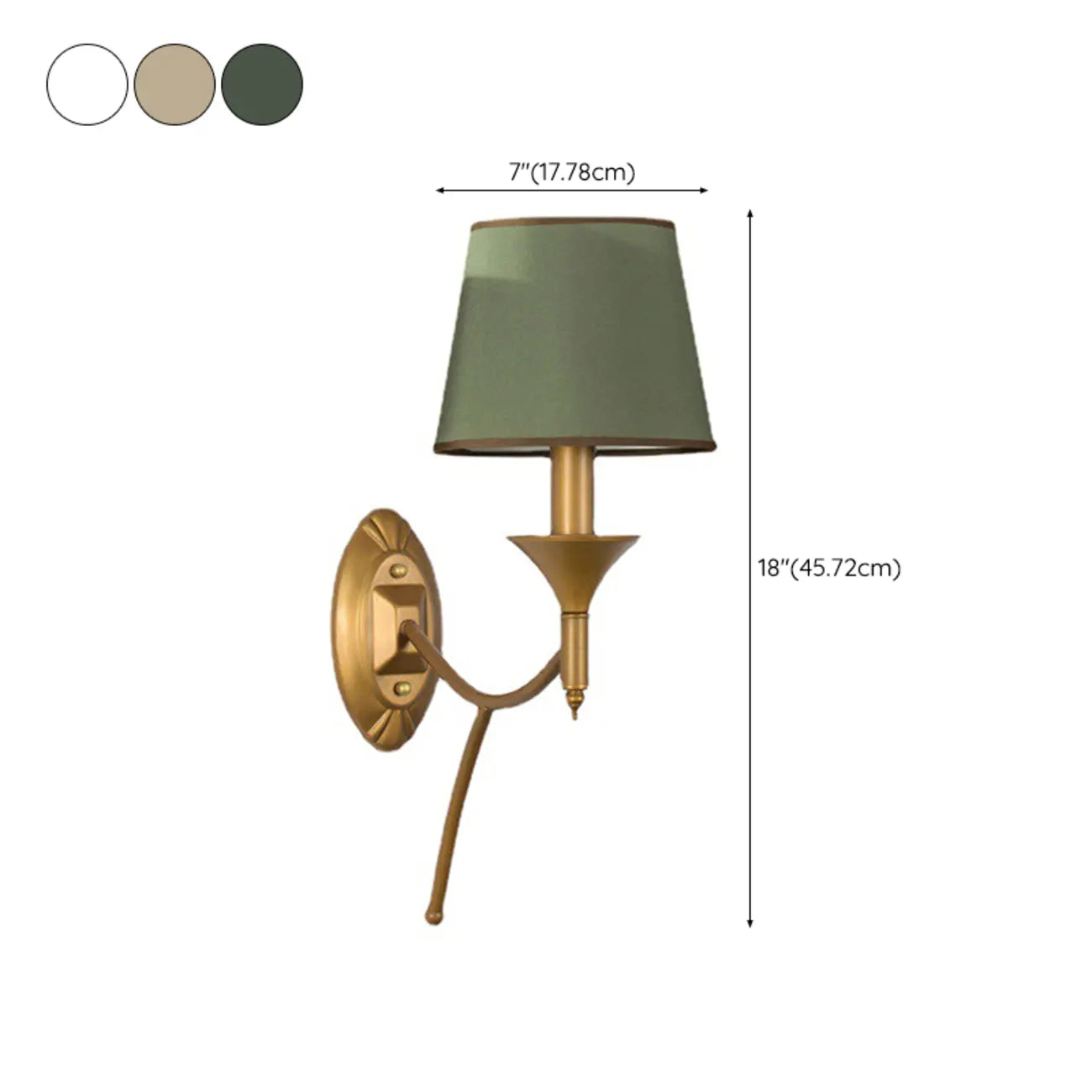 Vintage Brass Fabric Shade Wall Sconce