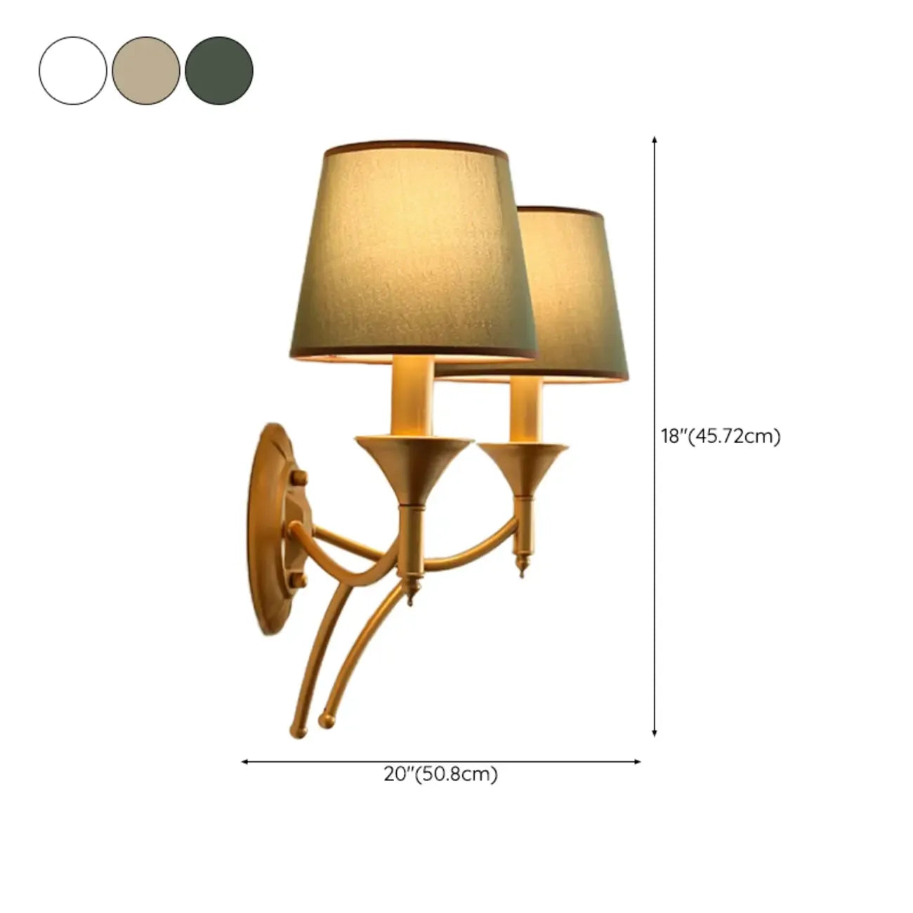 Vintage Brass Fabric Shade Wall Sconce