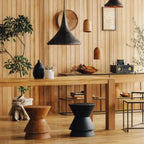 Traditional Wooden Round End Table with Drum Base