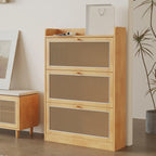 Bohemian Solid Wood Shoe Storage with Rattan Doors