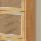 Bohemian Solid Wood Shoe Storage with Rattan Doors