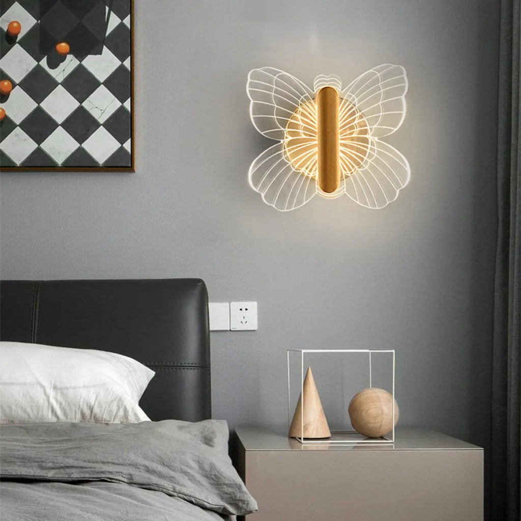 Dimmable Crystal Butterfly Wall Sconce for Bedroom Decor